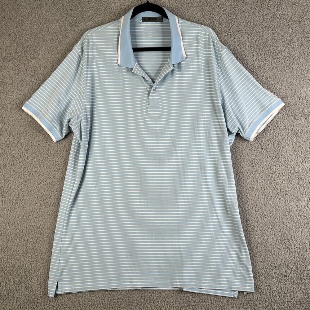 G/FORE Polo Shirt Mens XL Blue White Striped G4 Golf Club Lightweight Athletic